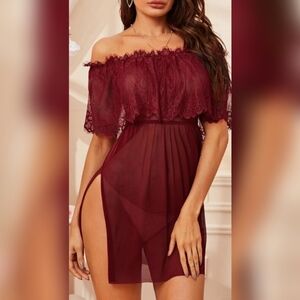 "Let's make up" Lace overlay night dress